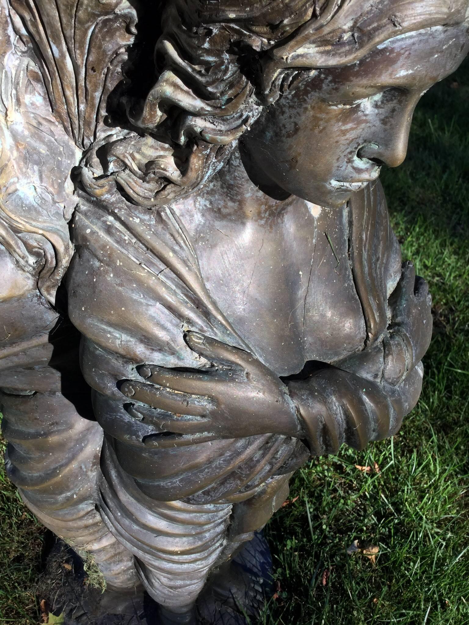 American Bronze Garden Statue or Bird Bath