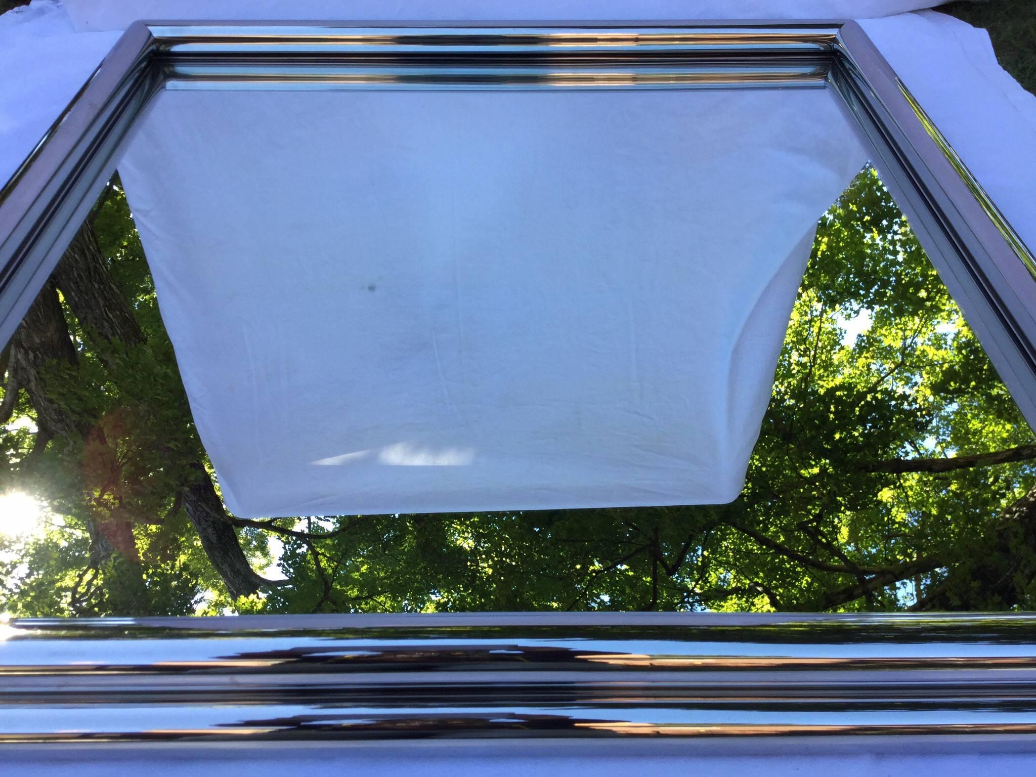 Polished Stainless Steel Radiator Wall Mirror In Excellent Condition For Sale In Canaan, CT