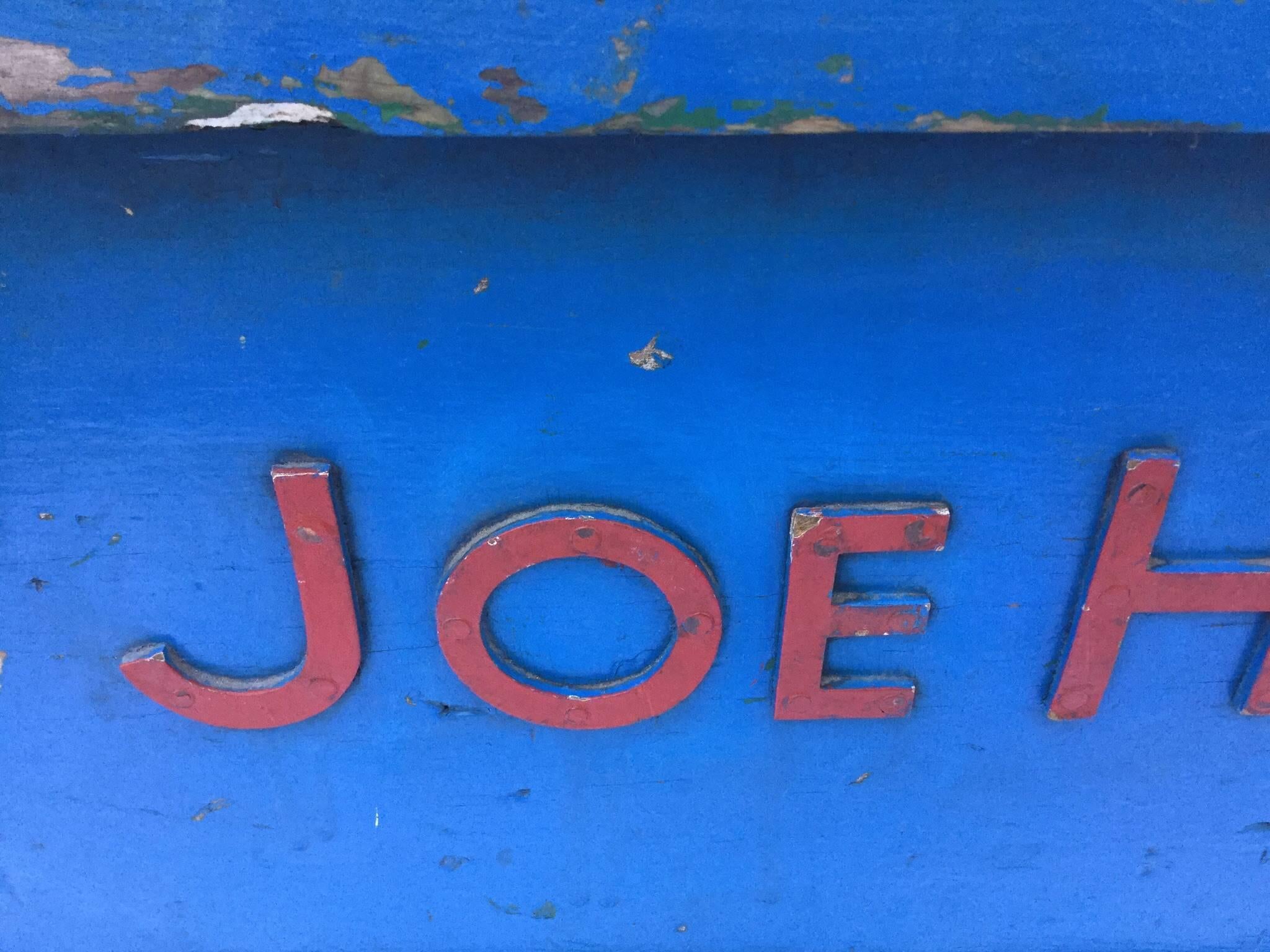 Mid-20th Century Joe Humphrey Blue and Red Work Chest or Box Folk Art For Sale