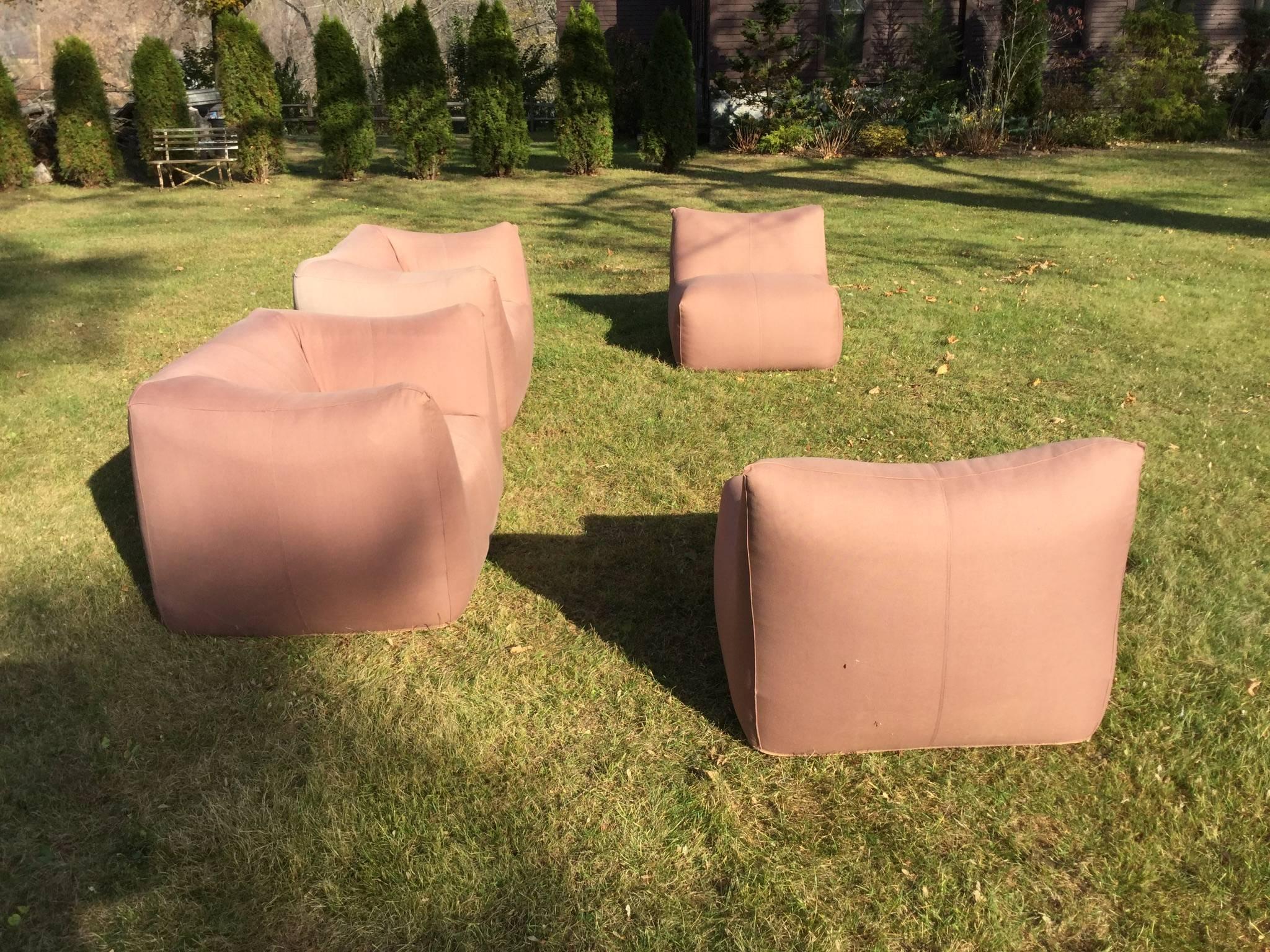 Mid-Century Modern Four Le Bambole Sofa Chairs by Mario Bellini for B & B Italia