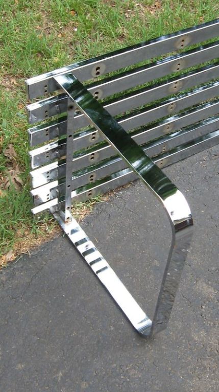 1970s Milo Baughman Chrome Slat Bench 2