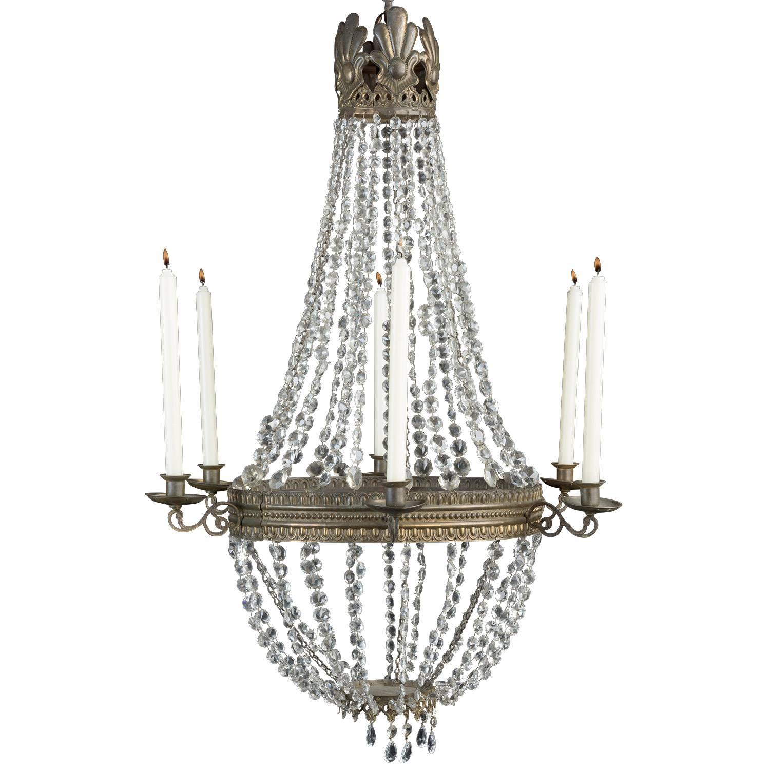 Crystal Candle Chandelier, Italy, circa 1870