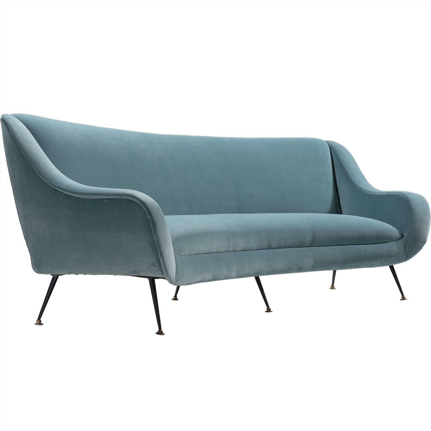 Modern Blue Velvet Sofa