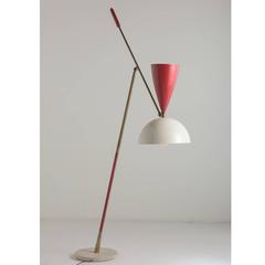 Brass / Red Metal Floor Lamp