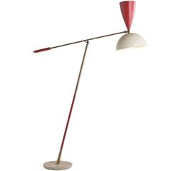 Brass / Red Metal Floor Lamp
