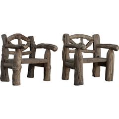 Wooden Outdoor Armchairs, circa 1930