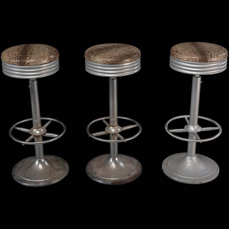 Faux Snakeskin Bar Stools Circa 1970 At 1stdibs Italian Faux Snakeskin Bar Stools Circa 1970 For
