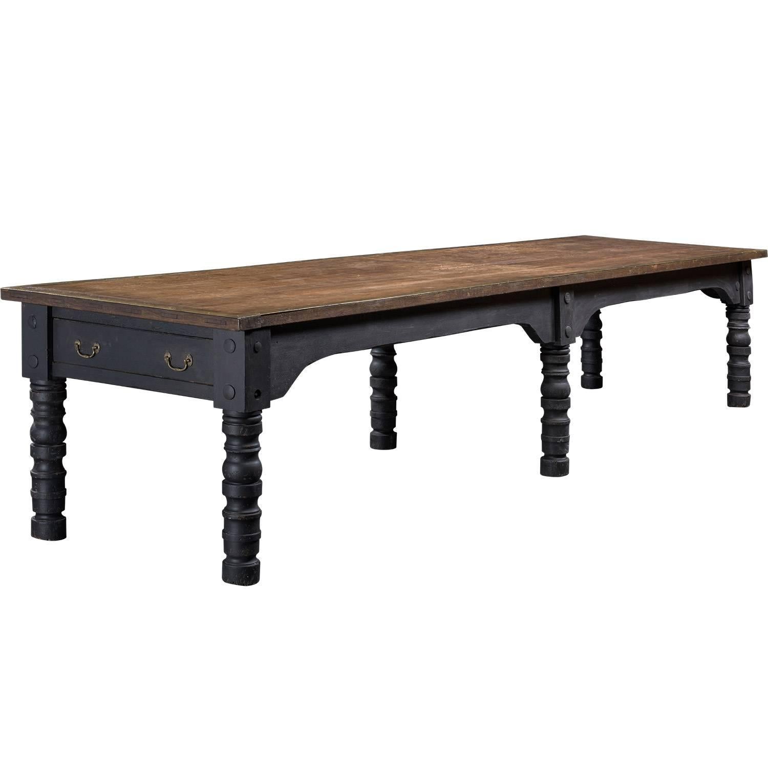 Oak and Turned Leg Dining Table, circa 1870