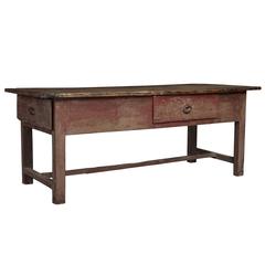Pine and Painted Oak Work Table, circa 1780