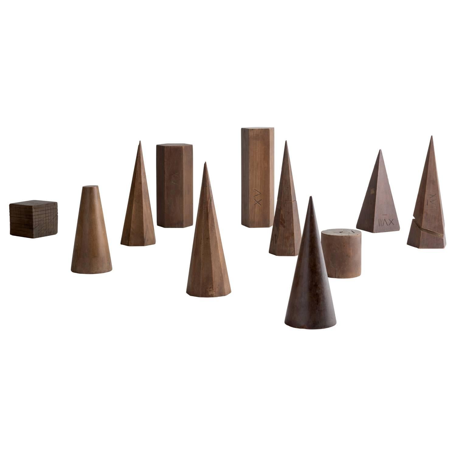 Set of 11 Wooden Geometric Forms