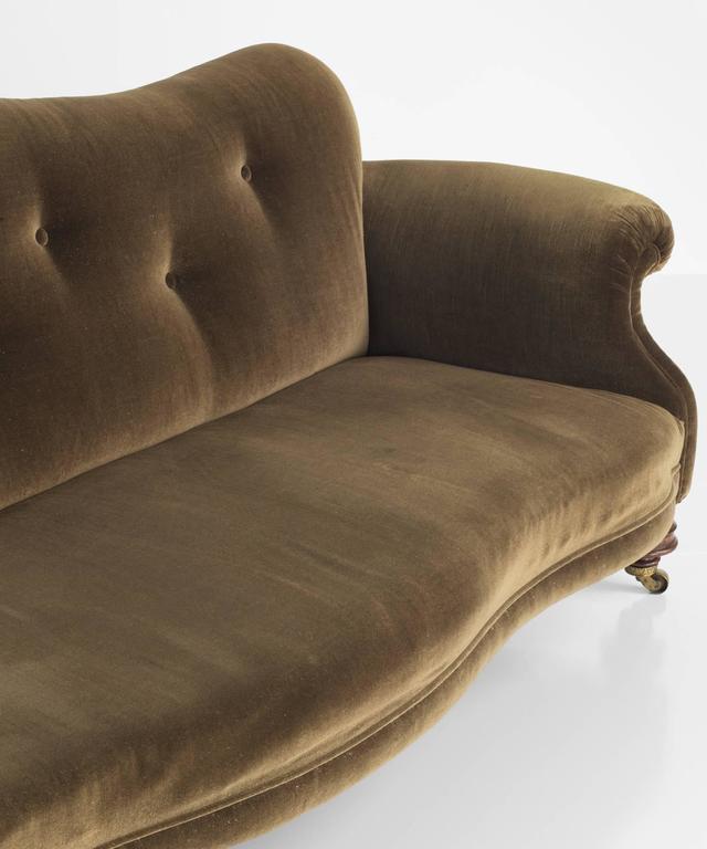 Victorian Velvet and Mahogany Sofa, circa 1890 at 1stDibs