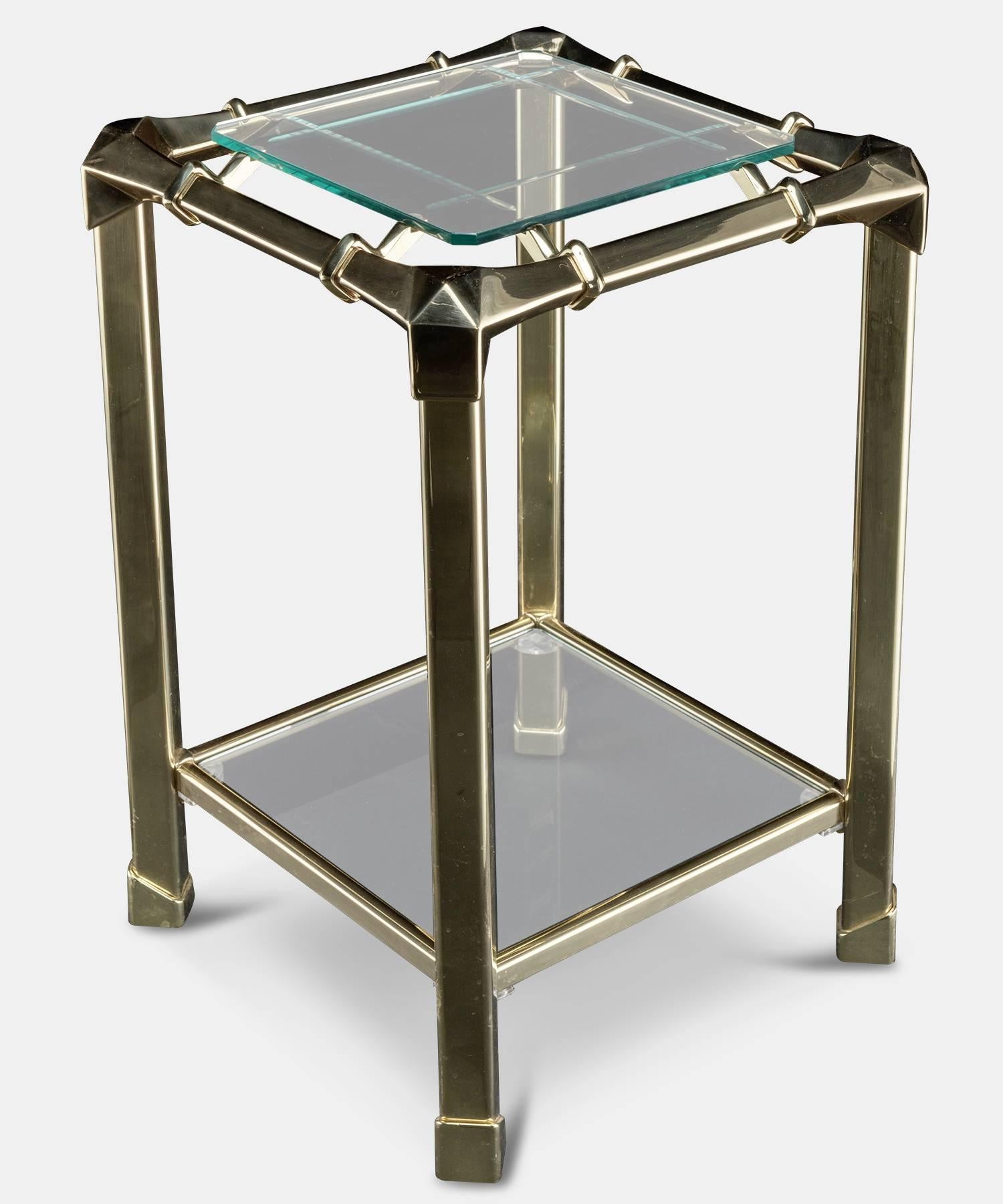 Late 20th Century Brass and Beveled Glass Side Table, circa 1970