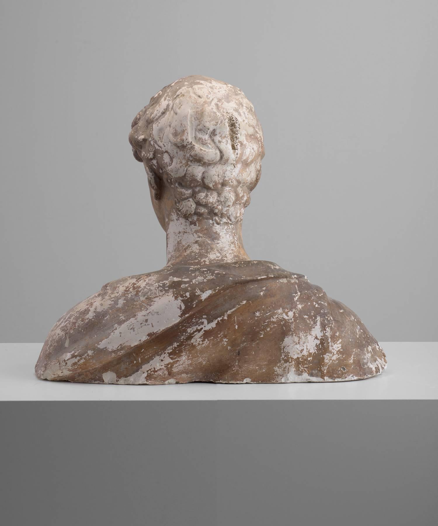 Classical Roman Large Plaster Maquette of Classical Bust, circa 1860