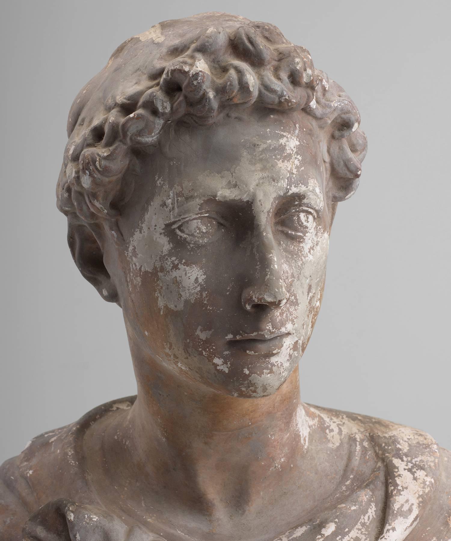 Italian Large Plaster Maquette of Classical Bust, circa 1860