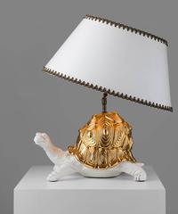 Ornate Porcelain Tortoise Lamp, circa 1970