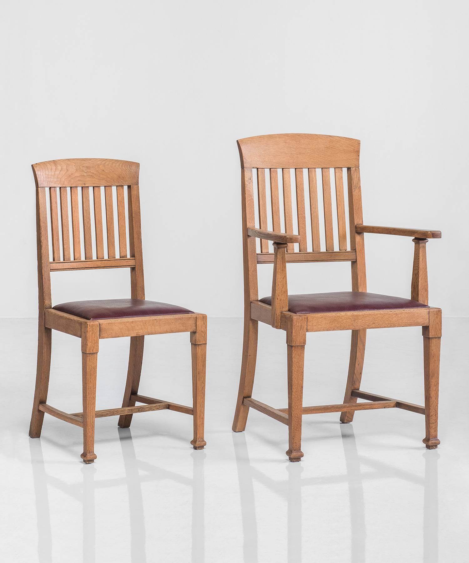 English Set of Eight Oak Dining Chairs, circa 1900