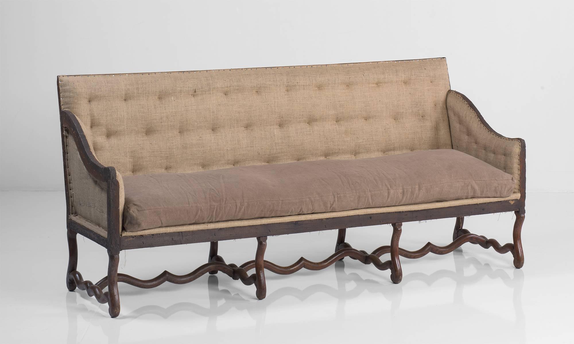 Os de Mouton sofa, made in France, circa 1790.

Deconstructed with filled seat cushion in antique French linen.