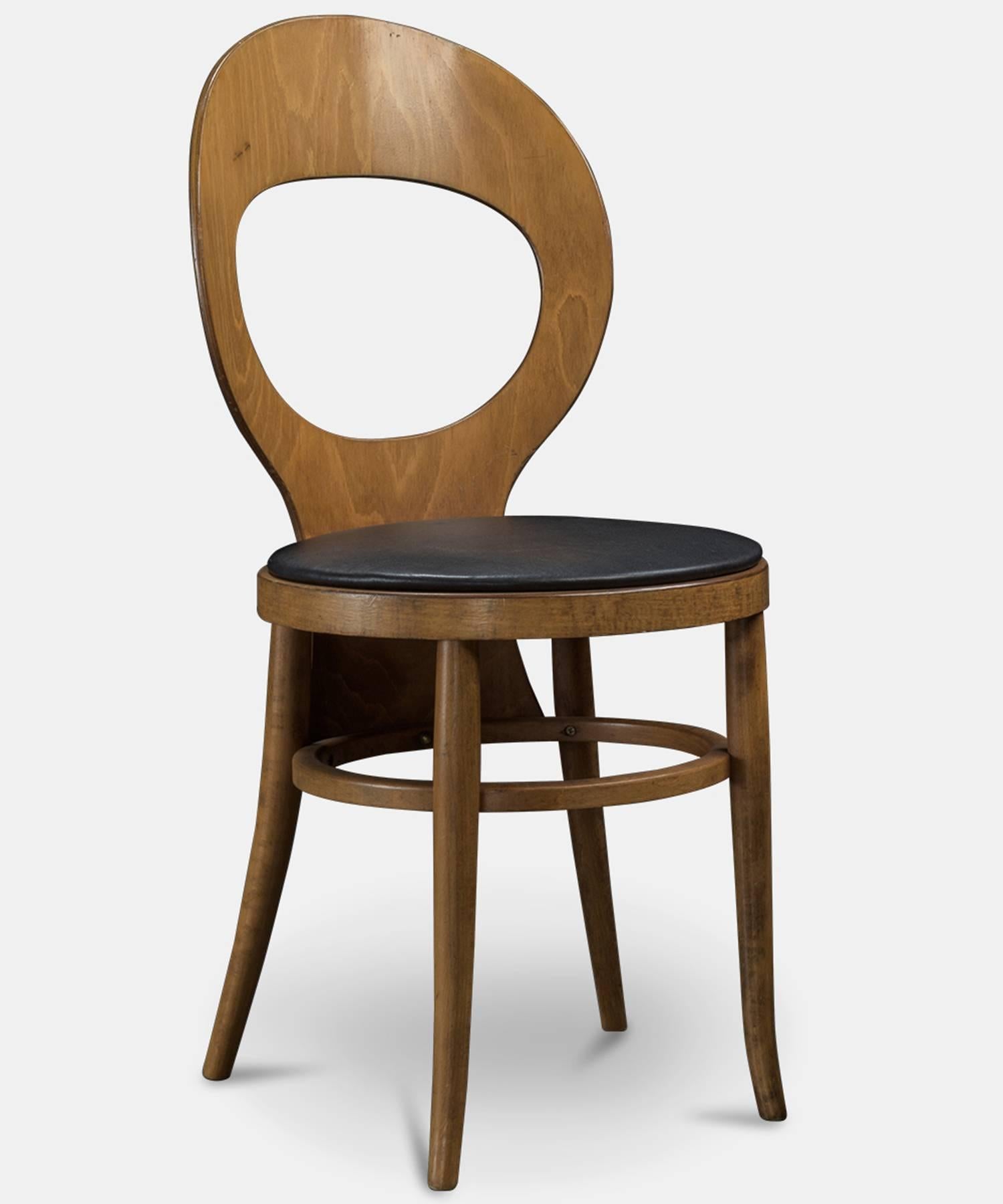 Modern Baumann Bentwood and Vinyl Bistro Chairs, circa 1970