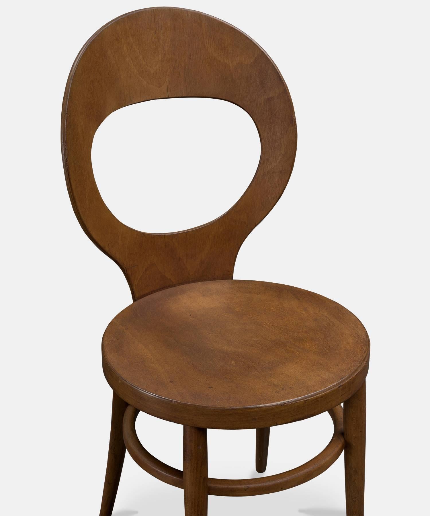 Late 20th Century Baumann Bentwood and Vinyl Bistro Chairs, circa 1970