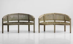 Curved Teak Garden Bench, circa 1970