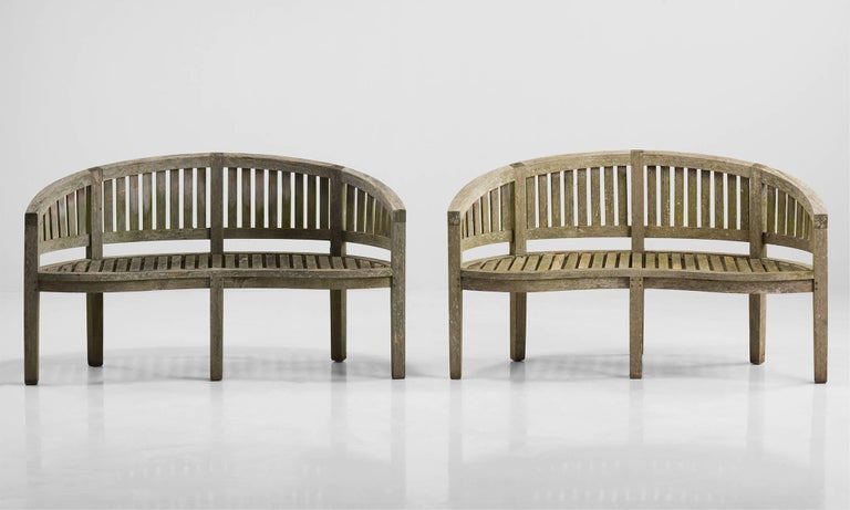 Curved Teak Garden Bench Circa 1970 At 1stdibs