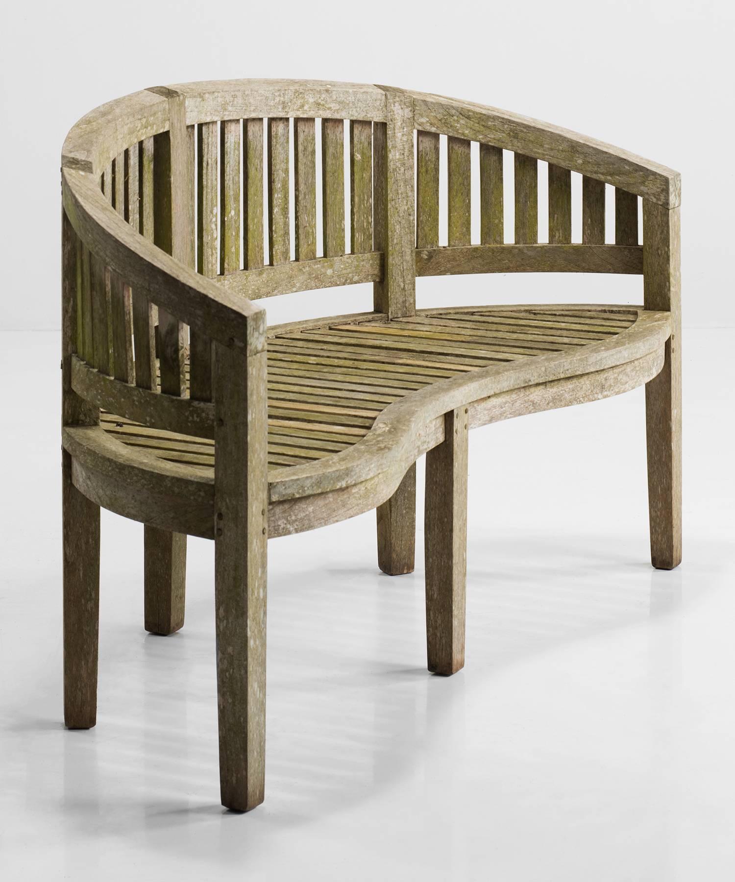 teak curved bench