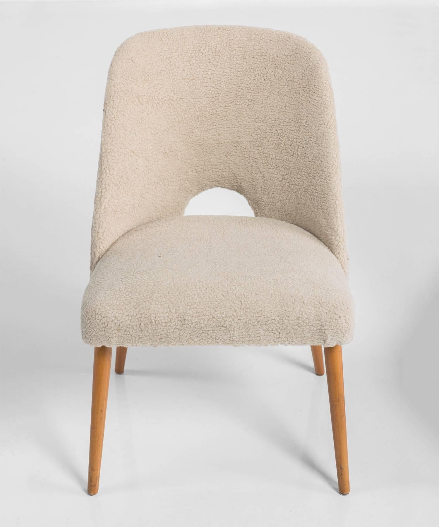 Set of Six Faux Wool Dining Chairs In Good Condition In Culver City, CA