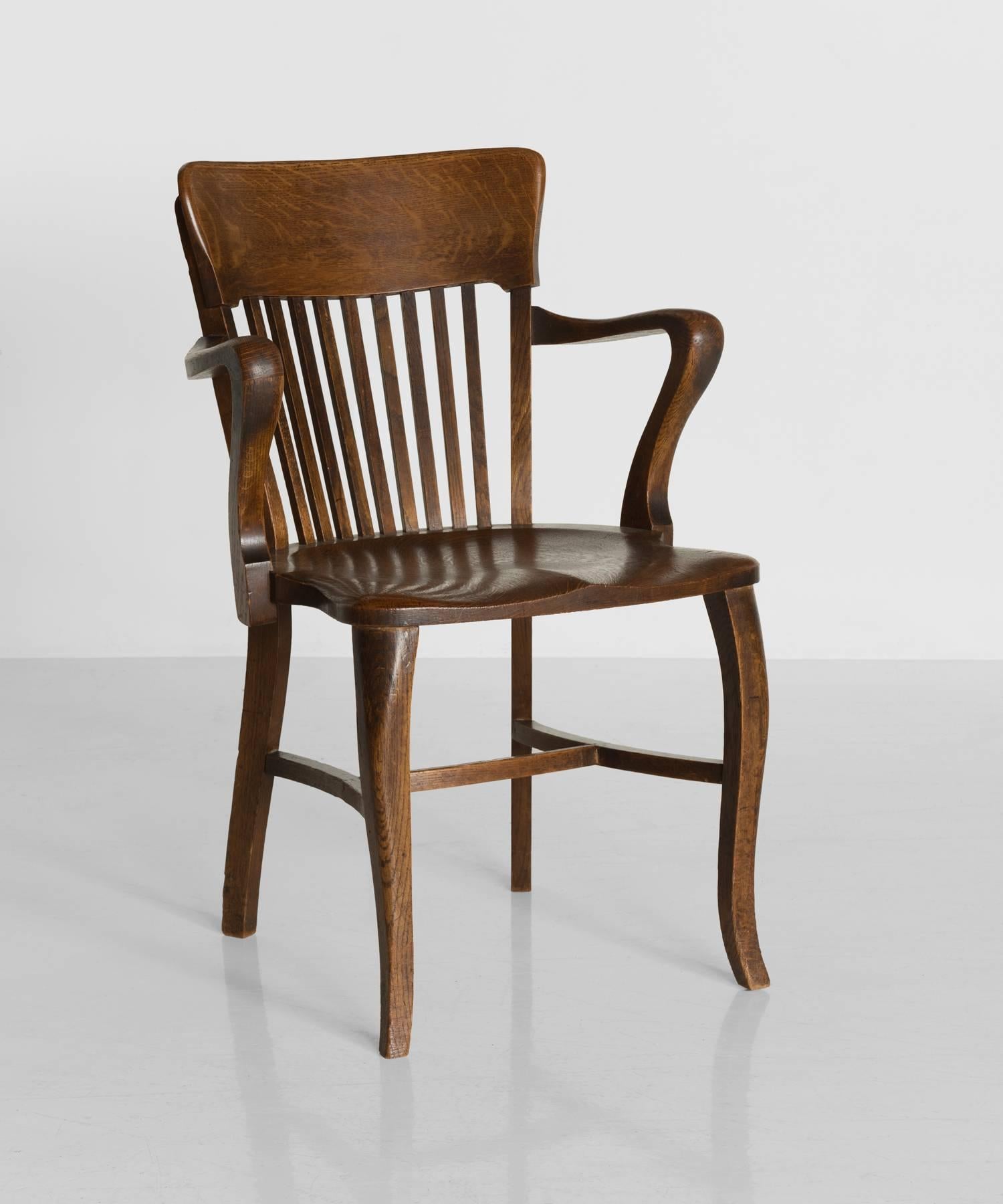 Hand-Crafted Edwardian Oak Armchairs, circa 1910