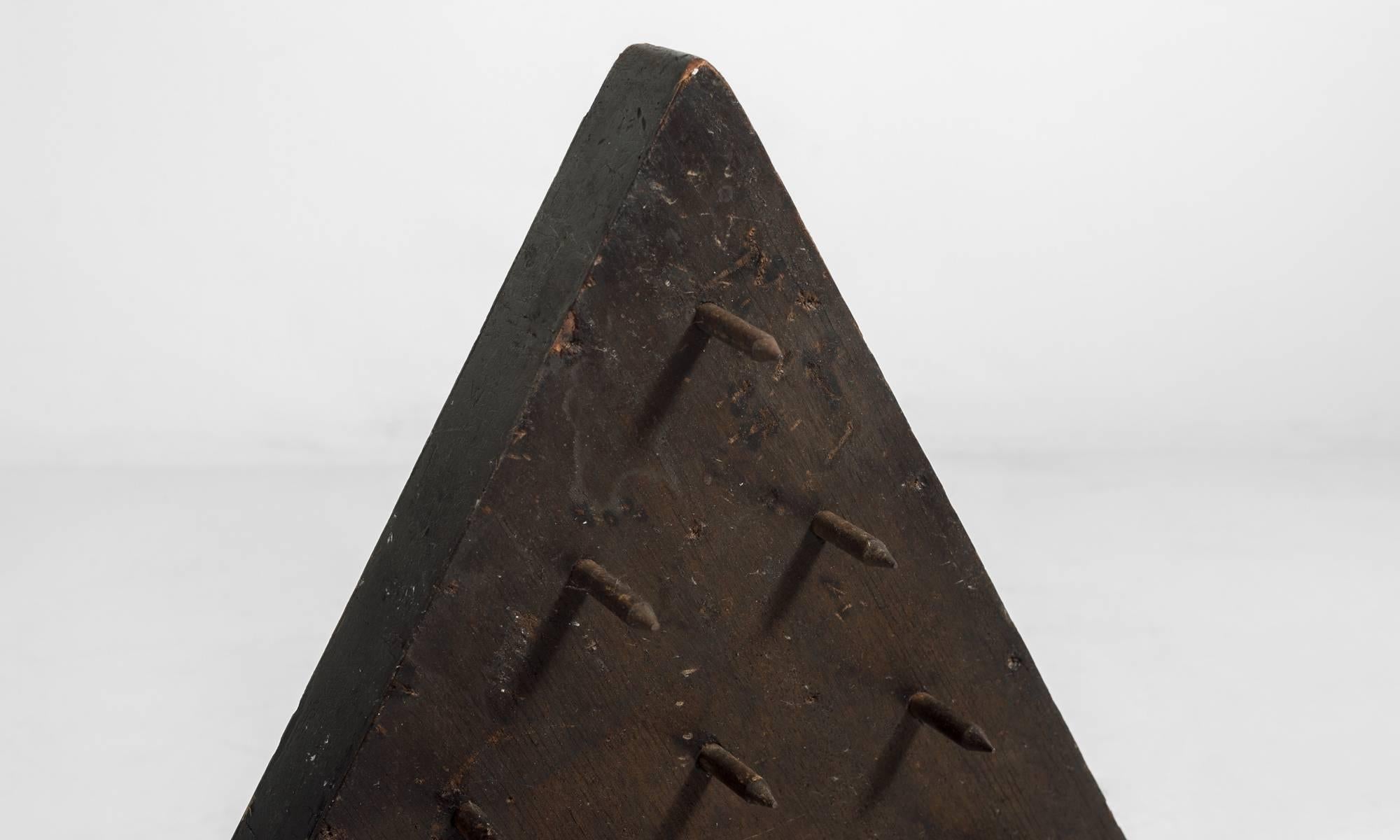 American Odd Fellows Triangular Wooden Piece with Spikes, circa 1900