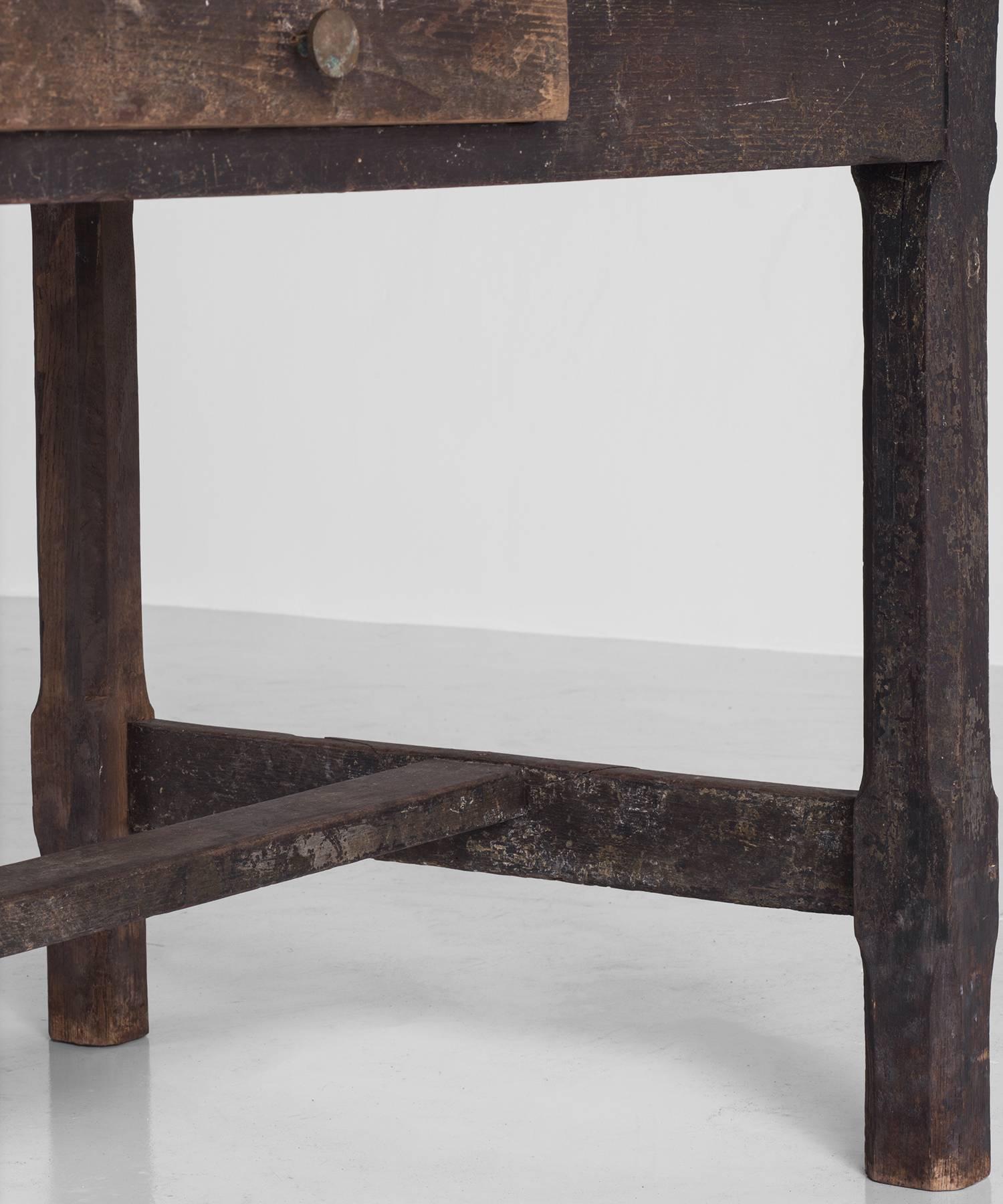 Late 18th Century Painted Oak Work Table, England, circa 1780
