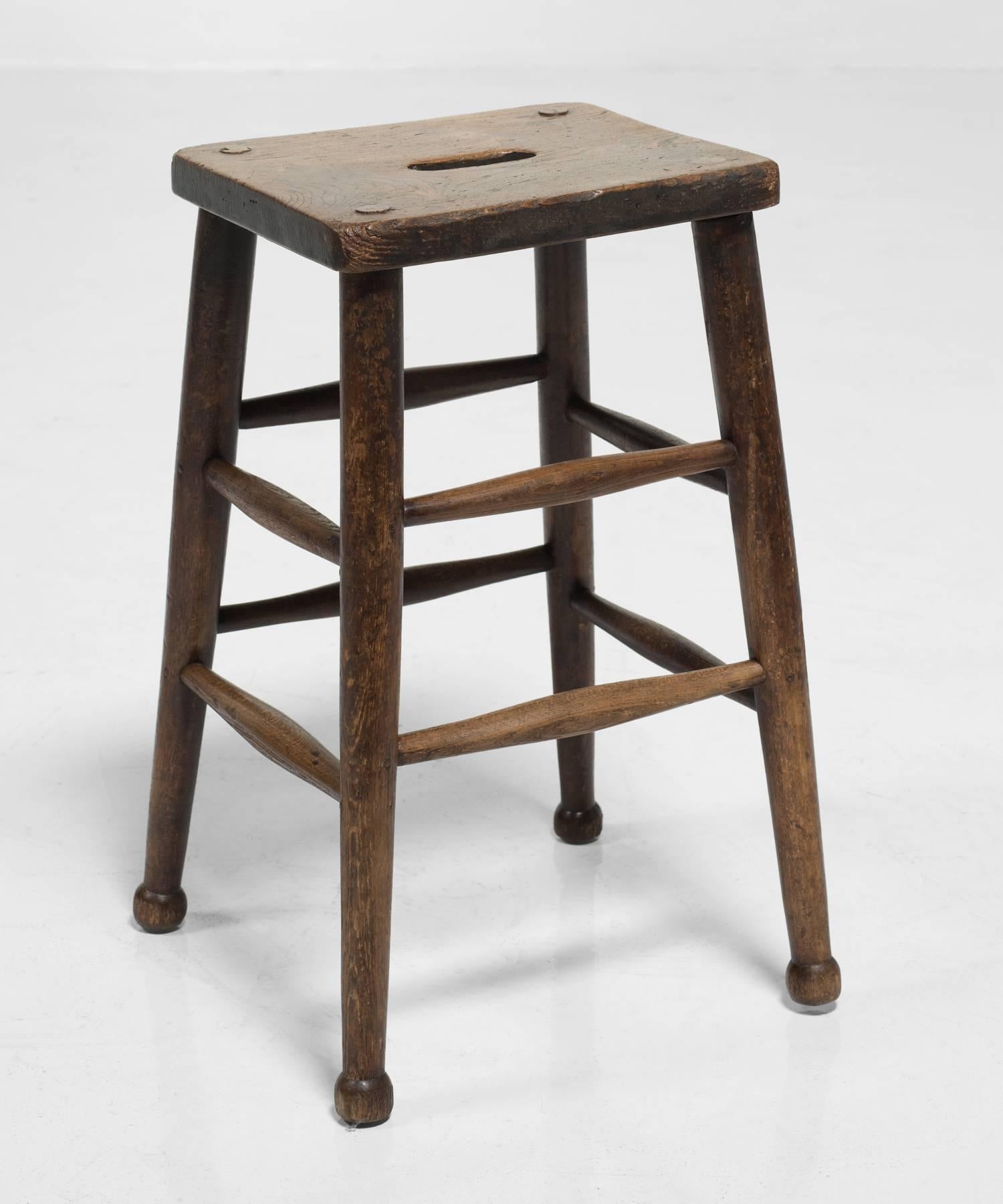 Elm Slab and Ash Stool, circa 1880 In Good Condition In Culver City, CA