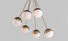 Brass and Frosted Glass Ceiling Lamp, circa 1960
