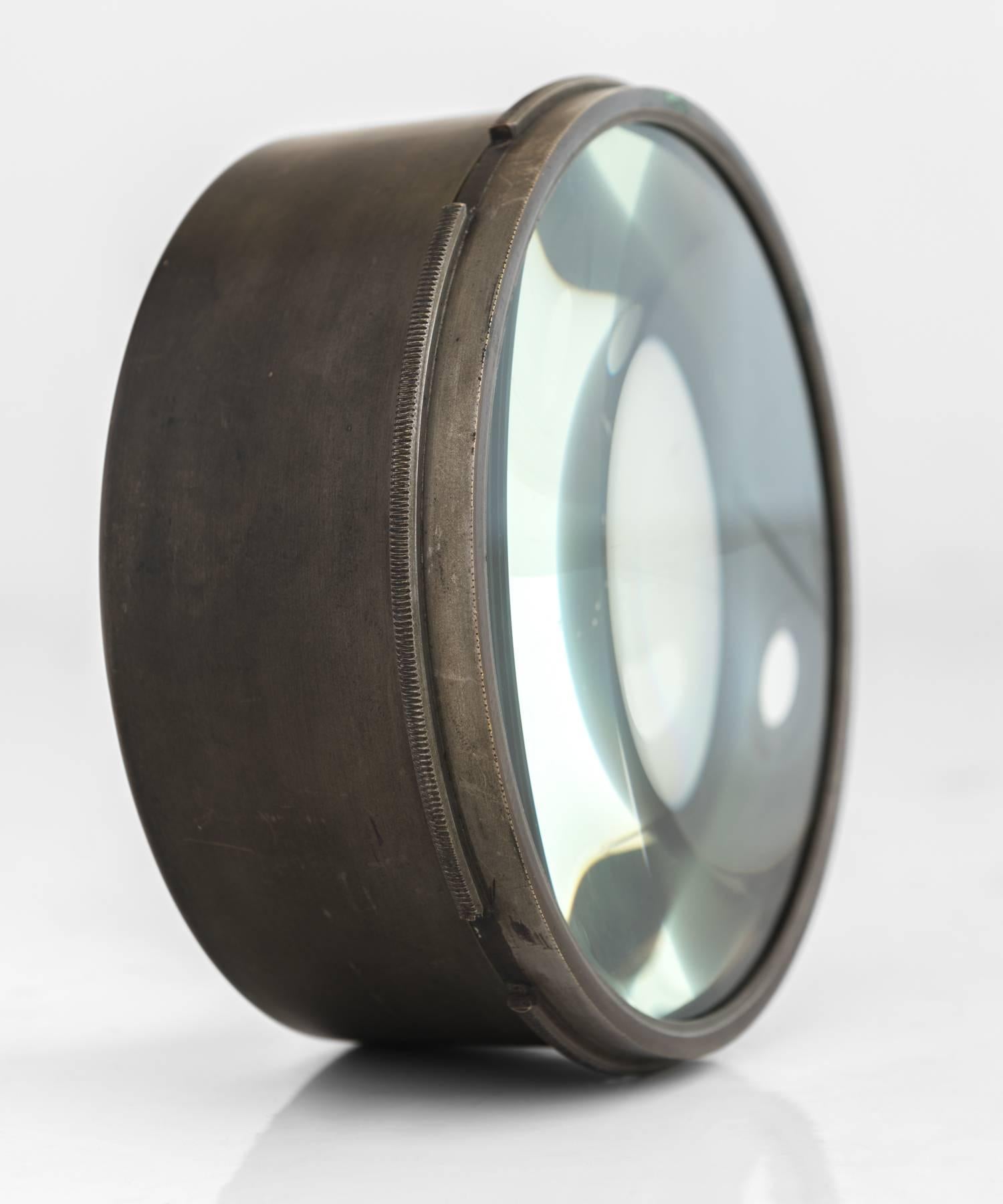 English Medium Brass Magnifying Glass Lens, circa 1910