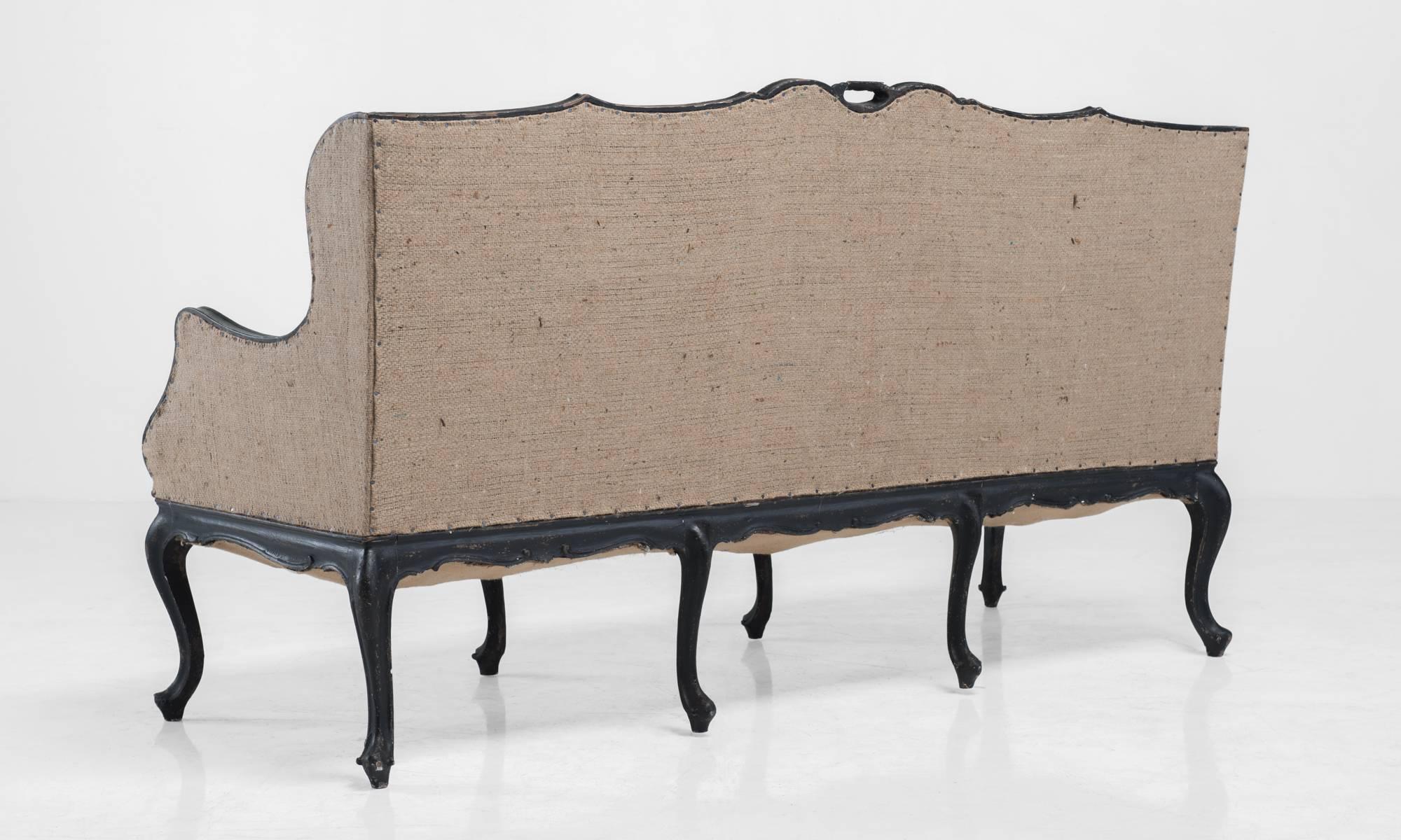 Early 20th Century Italian Ebonized Wood Sofa, circa 1900