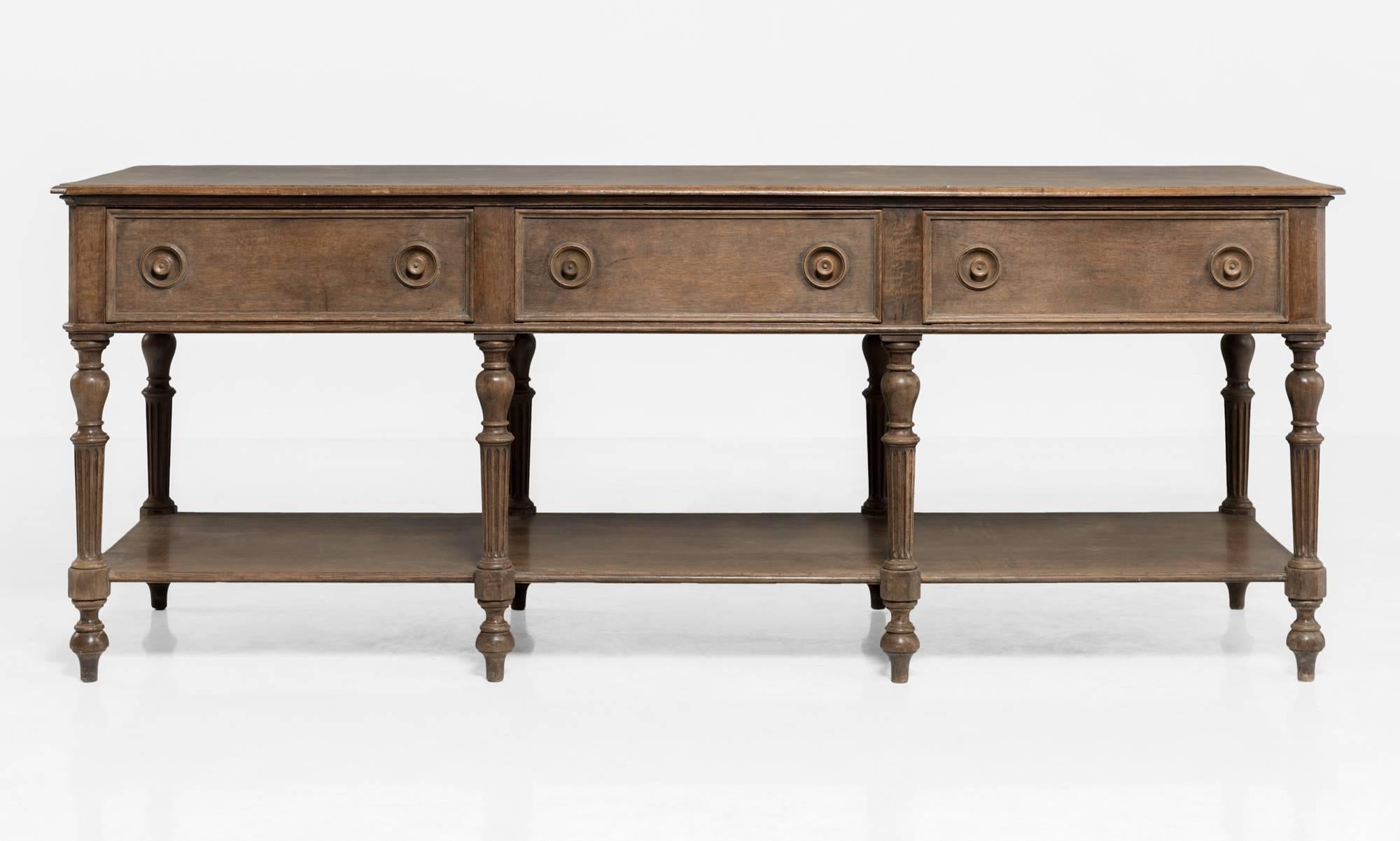 French Carved Oak Drapers Table, France, circa 1890