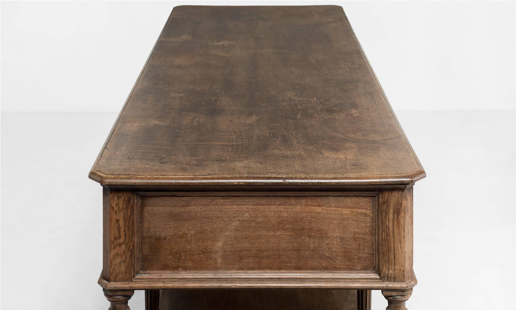 Carved Oak Drapers Table, France, circa 1890 1