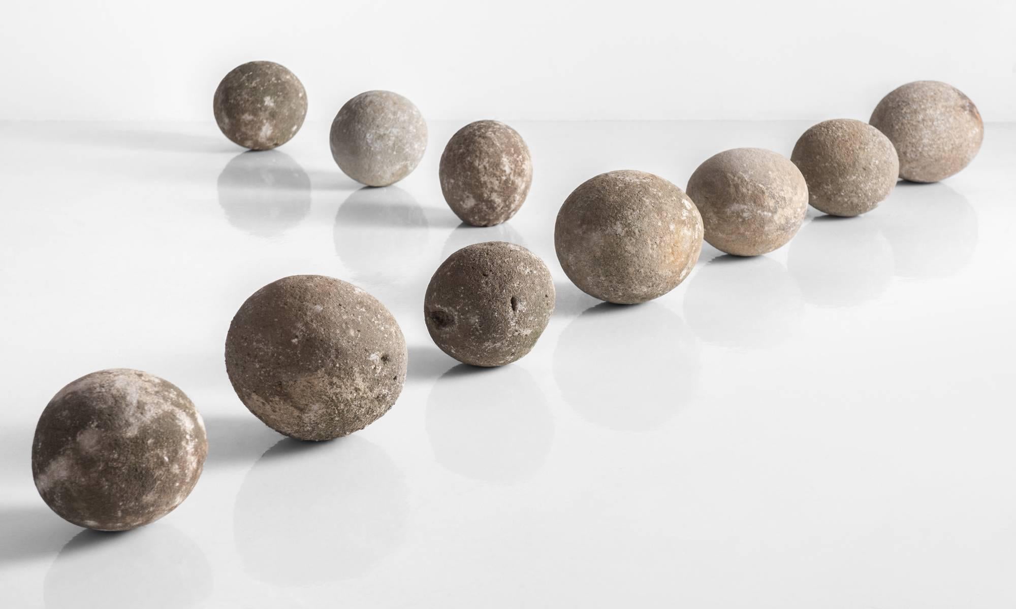 French Collection of 12 Limestone Balls, circa 1840