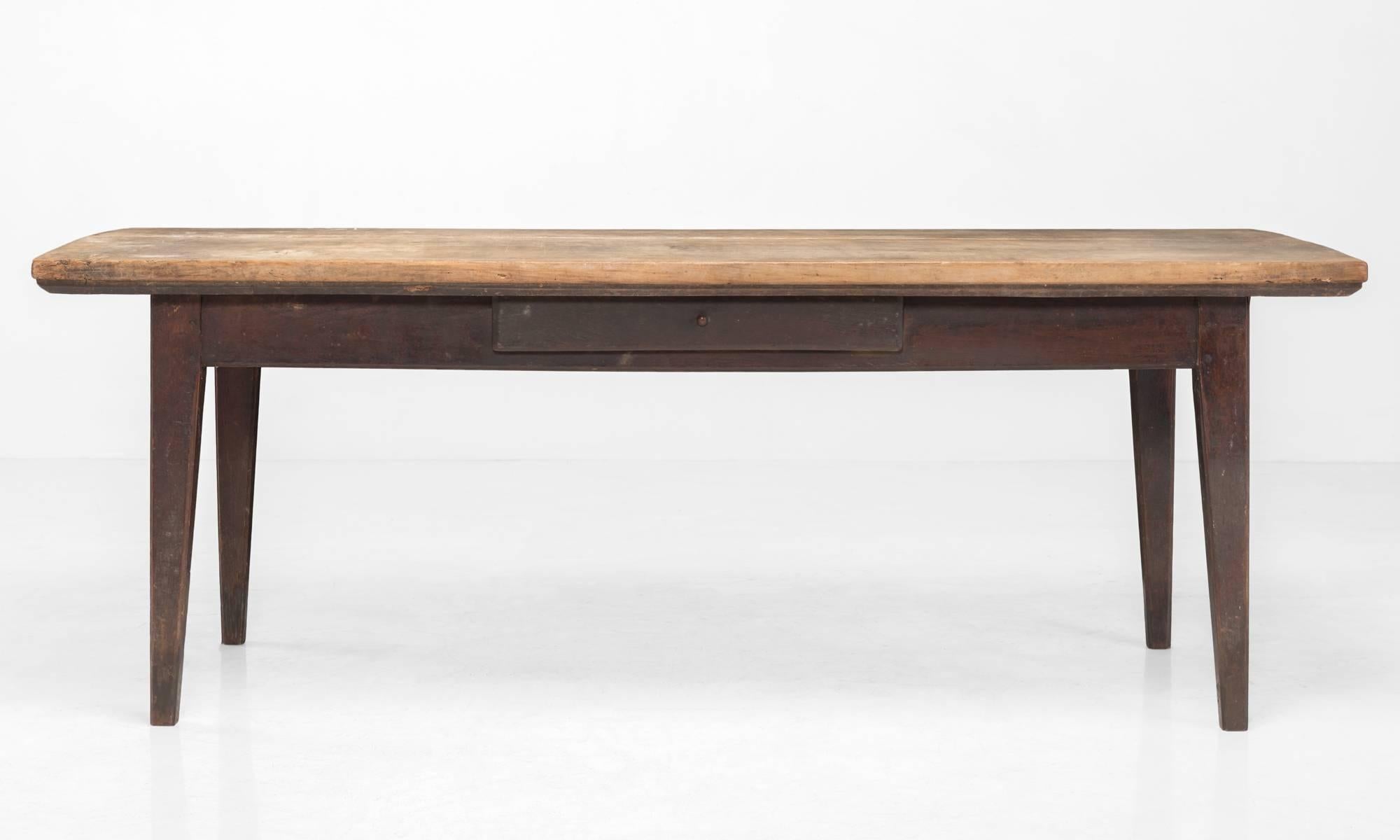Twin Plank Table with Drawer, England, circa 1900 In Good Condition In Culver City, CA