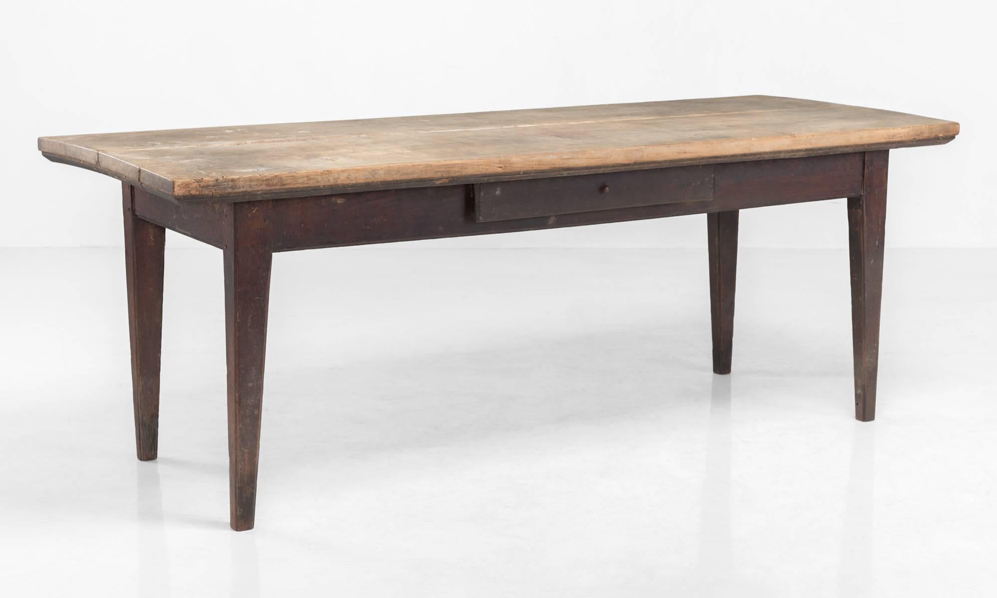 Twin Plank Table with Drawer, England, circa 1900

Substantial top with wonderful patina and pull-out drawer.