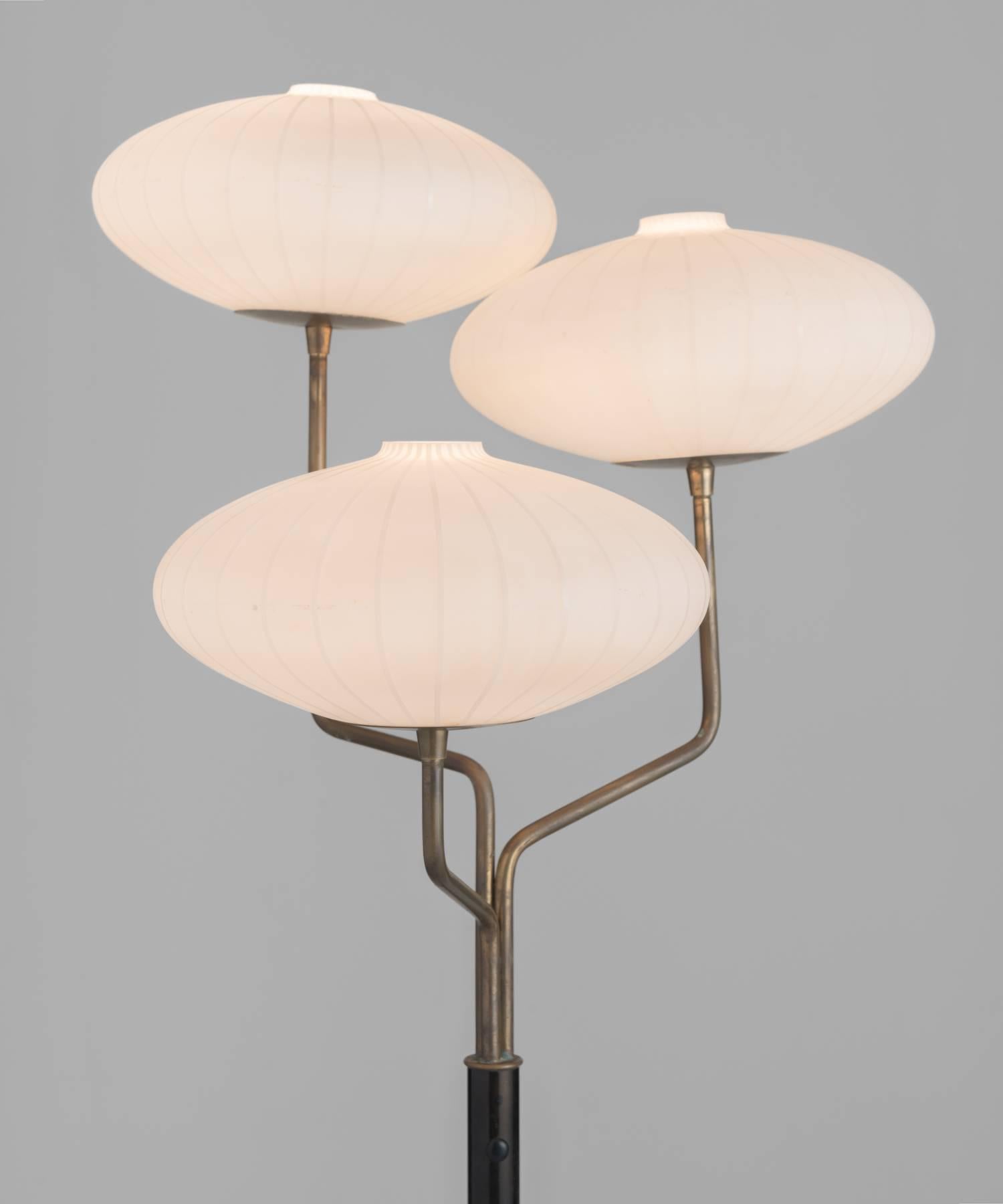 Modern Triple Opaline Glass Floor Lamp, circa 1960