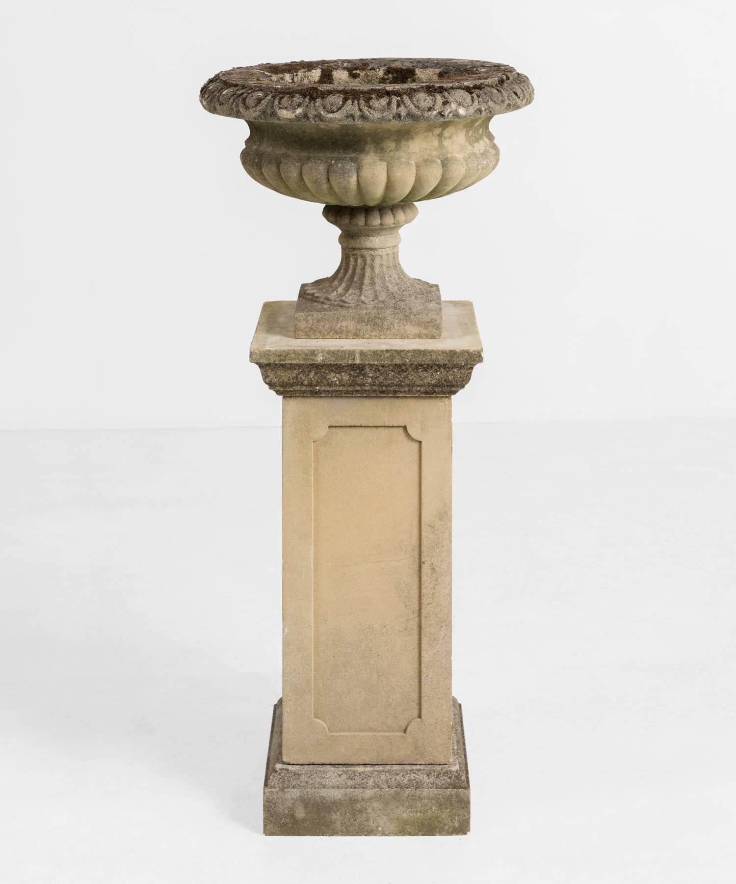urns on pedestals