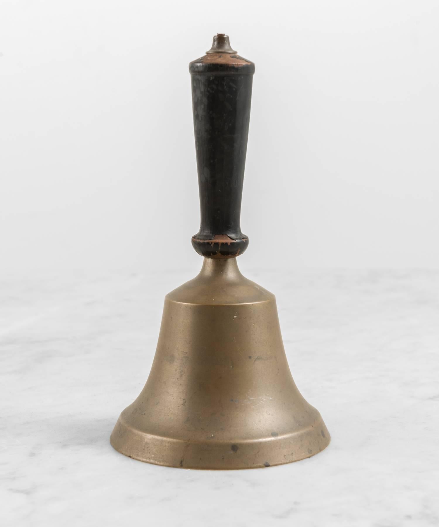 Medium Sized Bell with Wooden Handle, circa 1900-1940 In Good Condition In Culver City, CA