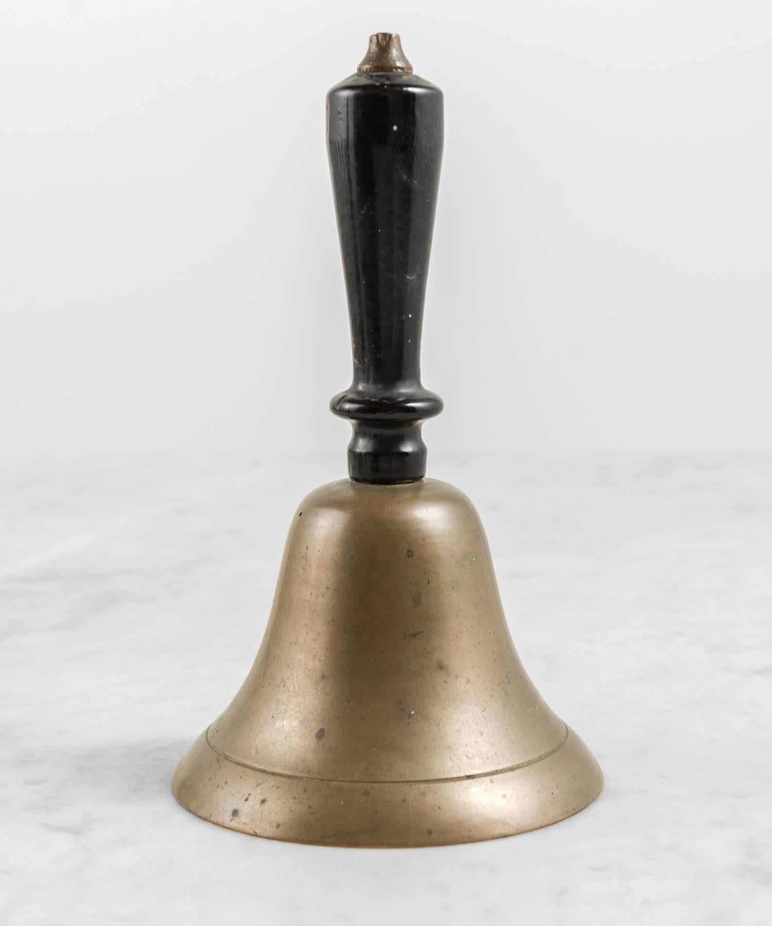 Ebonized Medium Sized Bell with Wooden Handle, circa 1900-1940