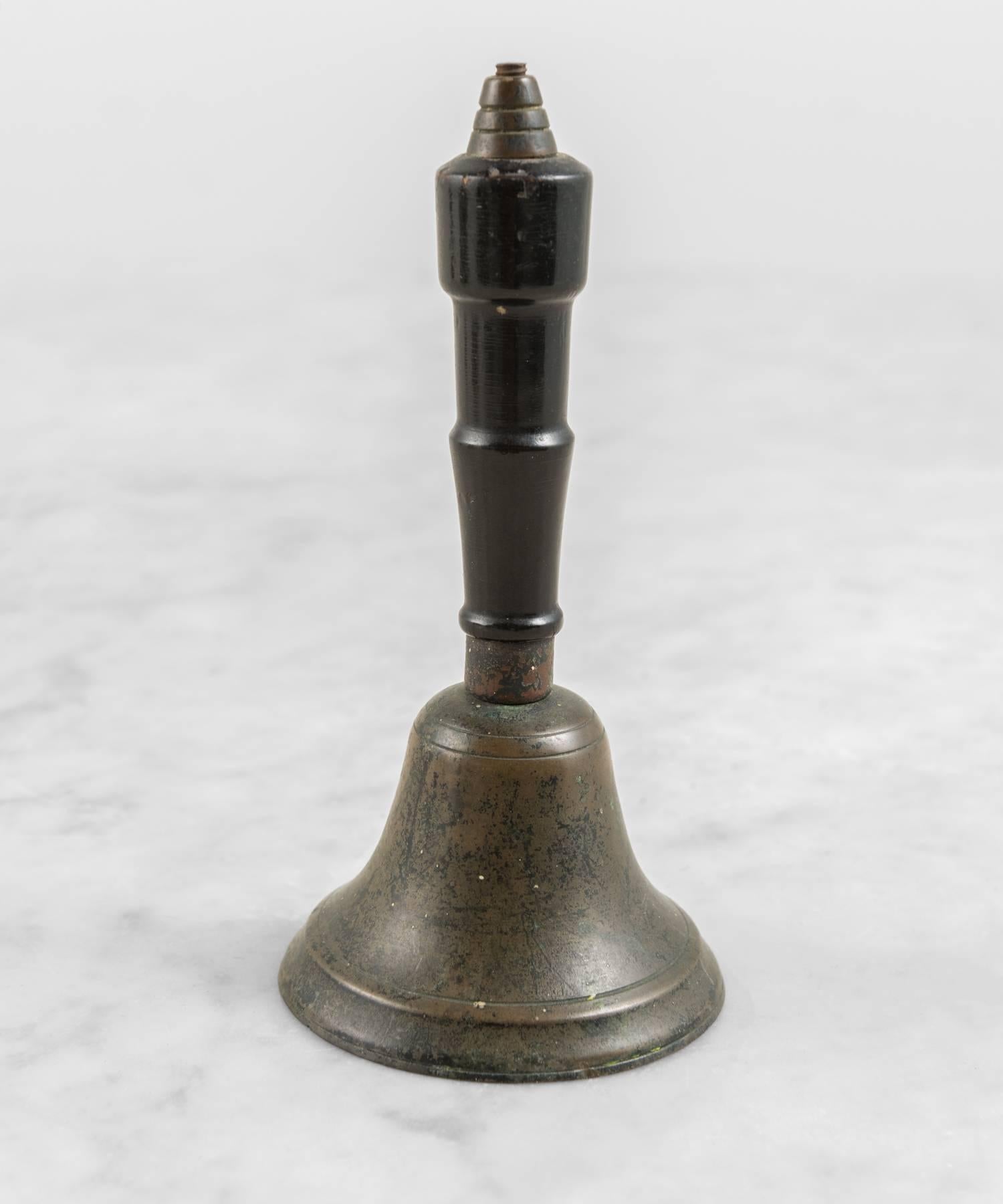 Ebonized Small Sized Bell with Wooden Handle, circa 1900-1940