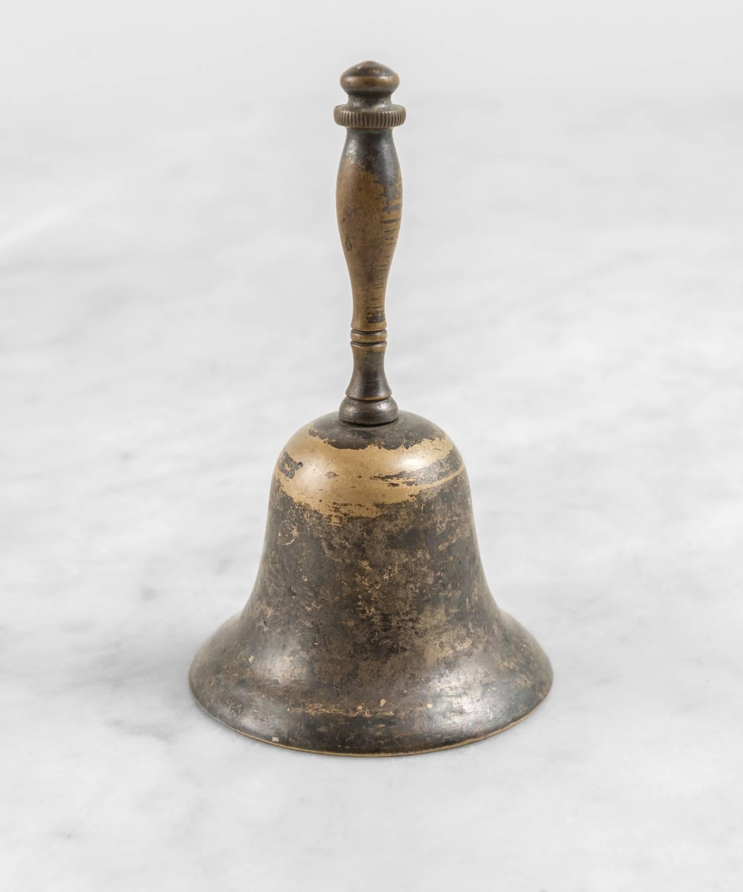 Small Sized Bell with Wooden Handle, circa 1900-1940 In Good Condition In Culver City, CA