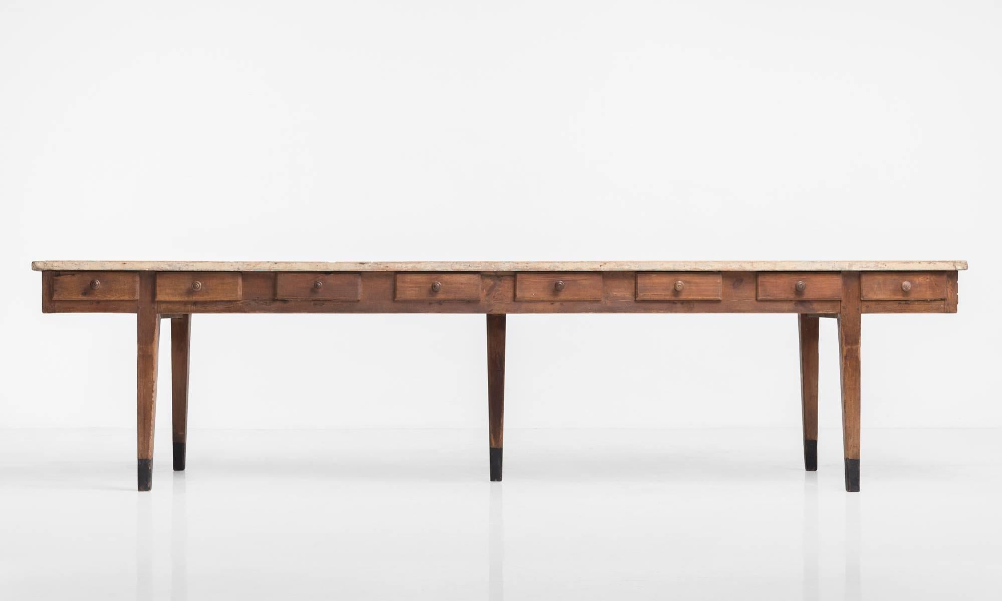 Refectory Serving Table with Drawers, circa 1880 In Good Condition In Culver City, CA