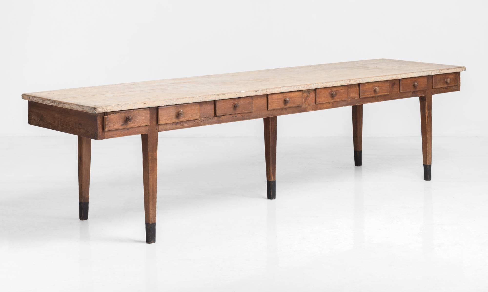 French Refectory Serving Table with Drawers, circa 1880