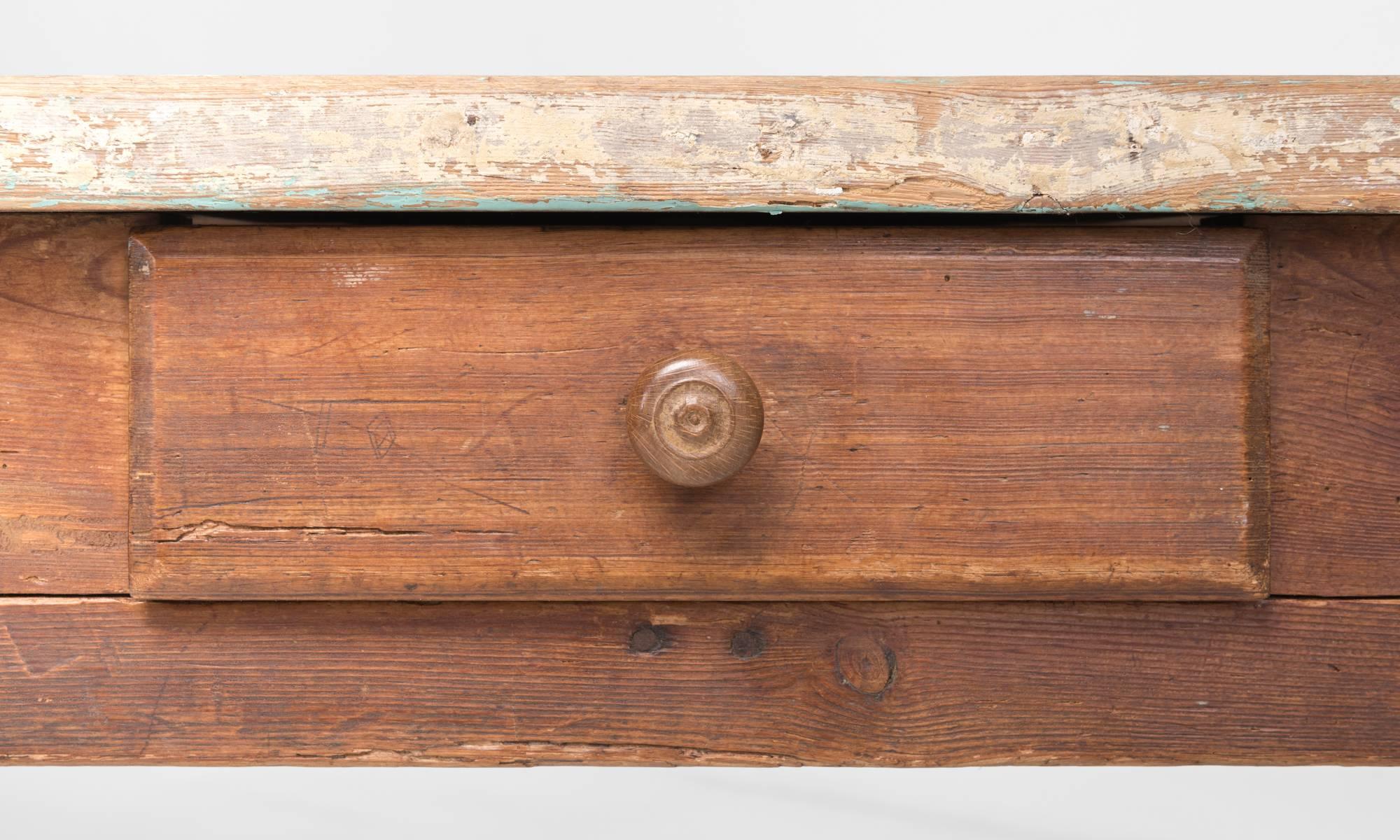 Wood Refectory Serving Table with Drawers, circa 1880