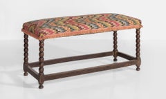Turned Leg Upholstered Bench, Italy, circa 1910