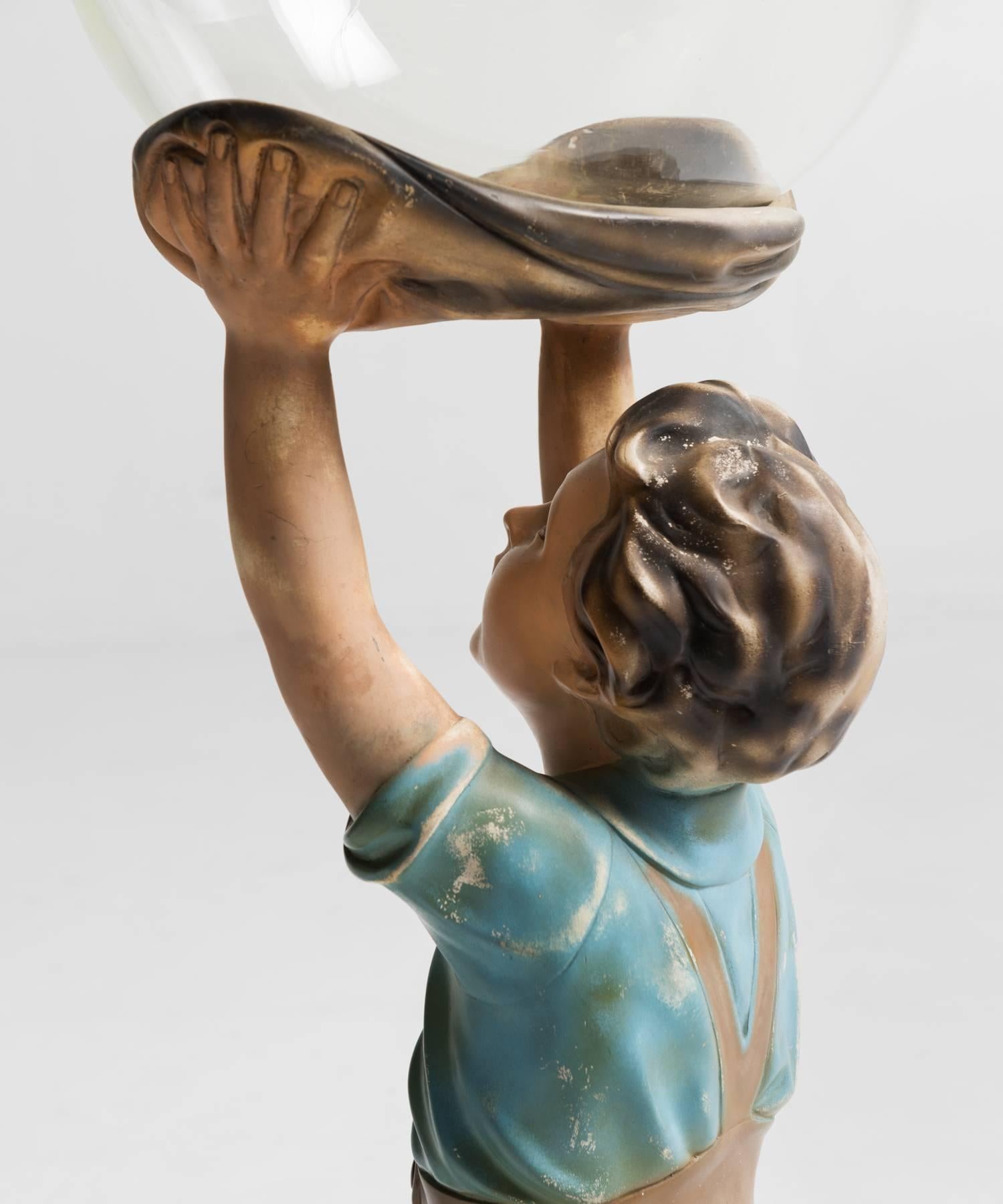 Goldfish Bowl and Statue, circa 1950 In Good Condition In Culver City, CA